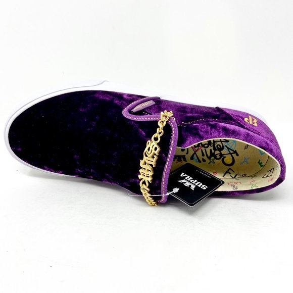 Supra Fenix Flexin Cuba LX Purple Velvet Mens Slip On Skateboard Shoes 06733 573 - Picture 4 of 5